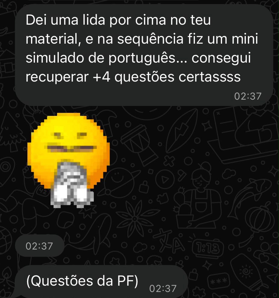 Depoimento: recuperei +4 questões certas em simulado da PF